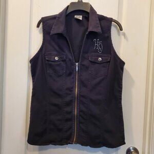 Genuine Black Harley-Davidson Rhinestone fitted Vest w/Bling Wings- XL